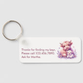 Adorable Floral Highland Kuh Baby Dusche Schlüsselanhänger (Rückseite)