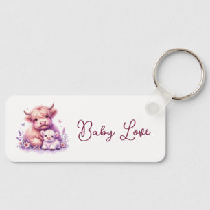 Adorable Floral Highland Kuh Baby Dusche Schlüsselanhänger