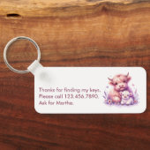 Adorable Floral Highland Kuh Baby Dusche Schlüsselanhänger (Rückseite)