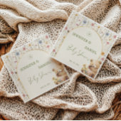 Adorable Floral Teddy Bear Baby Dusche Party Serviette