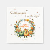 Adorable Floral Wreath Little Pumpkin Baby Dusche Serviette (Vorderseite)