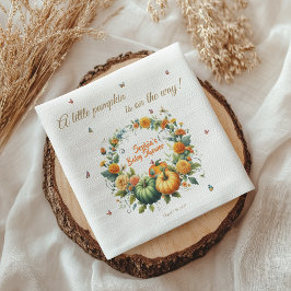Adorable Floral Wreath Little Pumpkin Baby Dusche Serviette