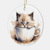 ADORABLE FLÜFFE KITTEN IN EINEM TEACUP KERAMIK ORNAMENT (Links)
