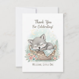 Adorable, fluffy baby wolf  Baby Shower  Dankeskarte
