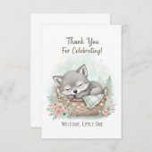 Adorable, fluffy baby wolf Baby Shower Dankeskarte (Vorne/Hinten)