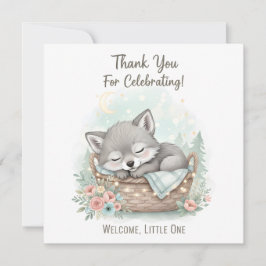 Adorable, fluffy baby wolf  Baby Shower  Dankeskarte