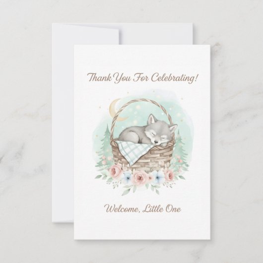 Adorable,fluffy baby wolf Baby Shower Dankeskarte (Vorderseite)