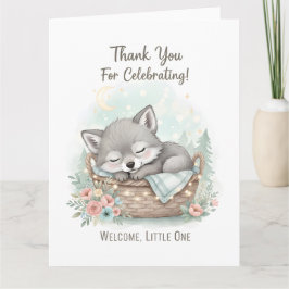 Adorable, fluffy baby wolf  Baby Shower  Dankeskarte
