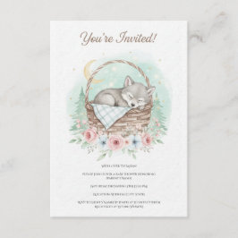 Adorable, fluffy baby wolf  Baby Shower  Einladung