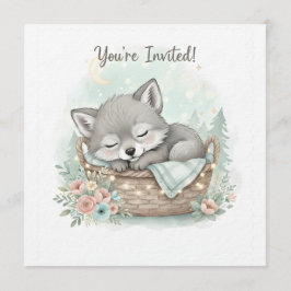 Adorable, fluffy baby wolf  Baby Shower  Einladung