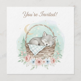 Adorable, fluffy baby wolf  Baby Shower  Einladung
