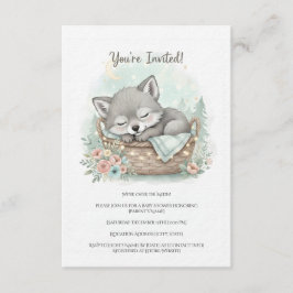 Adorable, fluffy baby wolf  Baby Shower  Einladung