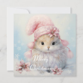 Adorable Fluffy Bunny Christmas Card Feiertagskarte