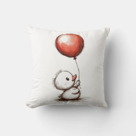 Adorable Fluffy Duckling mit Red Balloon Kissen
