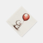 Adorable Fluffy Duckling mit Red Balloon Paper Serviette (Ecke)