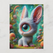 Adorable Fluffy Ein Mit Augen Hase Postkarte (Vorderseite)