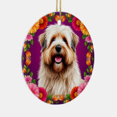 Adorable Fluffy Hund mit Blume Keramik Ornament (Rechts)