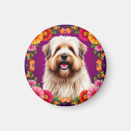 Adorable Fluffy Hund mit Blume Magnet (Vorne)