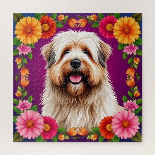 Adorable Fluffy Hund mit Blume Puzzle (Vertikal)