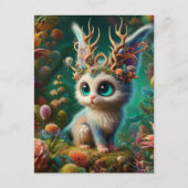 Adorable Fluffy Jackalope Kitten Critter Postkarte (Vorderseite)