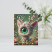 Adorable Fluffy Jackalope Kitten mit Single Eye Postkarte (Stehend Vorderseite)