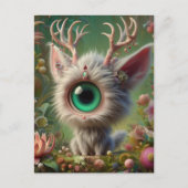 Adorable Fluffy Jackalope Kitten mit Single Eye Postkarte (Vorderseite)