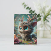 Adorable Fluffy Jackalope Kitten Postkarte (Stehend Vorderseite)