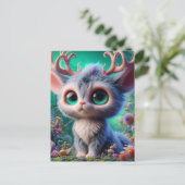 Adorable Fluffy Jackalope-Kreatur Postkarte (Stehend Vorderseite)