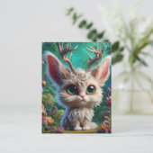 Adorable Fluffy Jackalope Postkarte (Stehend Vorderseite)