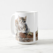 ADORABLE FLÜFFY KITTEN AUF DER BRICK WALL KAFFEETASSE (Vorderseite Links)