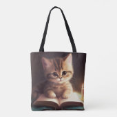 ADORABLE FLUFFY KITTEN LESEN EIN BUCH TASCHE (Rückseite)