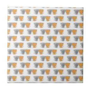 Adorable Fluffy Kittens Illustration Cat Art Fliese