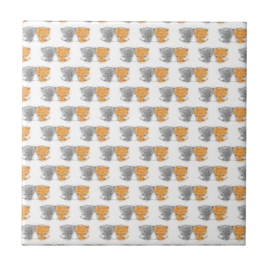 Adorable Fluffy Kittens Illustration Cat Art Fliese (Vorderseite)