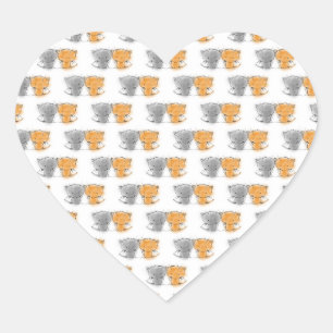 Adorable Fluffy Kittens Illustration Cat Art Herz-Aufkleber