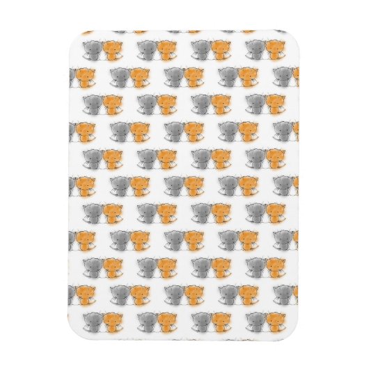 Adorable Fluffy Kittens Illustration Cat Art Magnet (Vertikal)