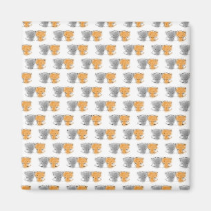 Adorable Fluffy Kittens Illustration Cat Art Magnet