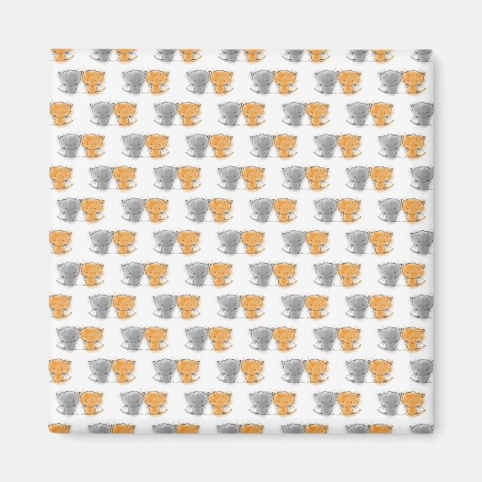 Adorable Fluffy Kittens Illustration Cat Art Magnet (Vorne)