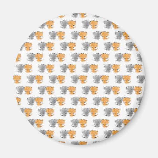 Adorable Fluffy Kittens Illustration Cat Art Magnet (Vorne)