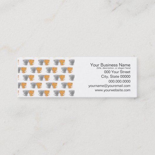 Adorable Fluffy Kittens Illustration Cat Art Mini Visitenkarte (Vorderseite)