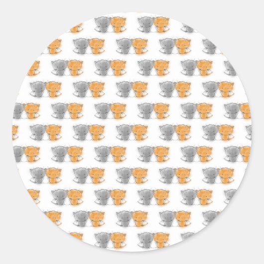 Adorable Fluffy Kittens Illustration Cat Art Runder Aufkleber (Vorderseite)