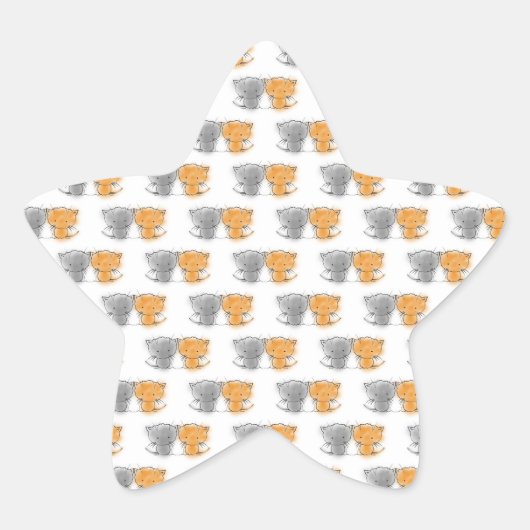 Adorable Fluffy Kittens Illustration Cat Art Stern-Aufkleber (Vorderseite)