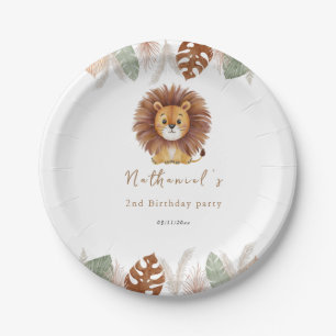 Adorable Fluffy Lion Birthday Pappteller