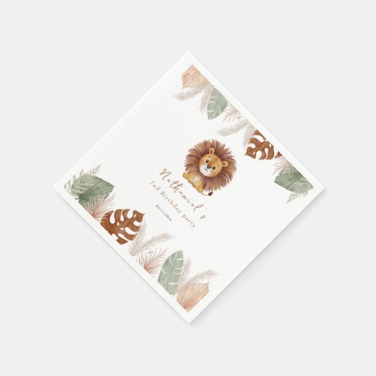 Adorable Fluffy Lion Birthday Serviette (Ecke)