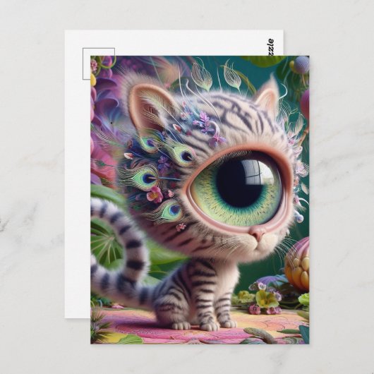 Adorable Fluffy One Mit Augen Kitten Postkarte (Vorne/Hinten)