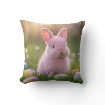 Adorable Fluffy Pink Bunny & Ostereier