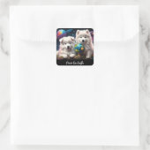 Adorable Fluffy Samoyed Welpen, Weltfrieden Quadratischer Aufkleber (Tasche)