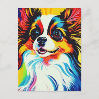 Adorable Fluffy Toy Papillon Dog Portrait Postkarte