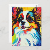 Adorable Fluffy Toy Papillon Dog Portrait Postkarte (Vorne/Hinten)