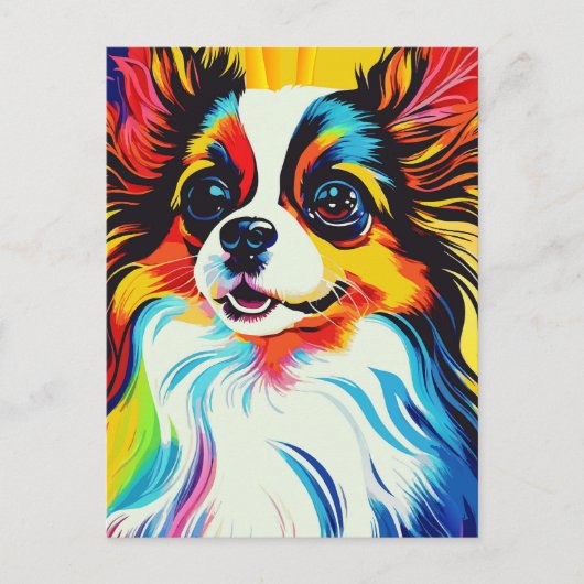 Adorable Fluffy Toy Papillon Dog Portrait Postkarte (Vorderseite)