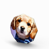 Adorable Fluffy Welpe w Niedlich Blue Bow Krawatte Fotoblock (Rechts)